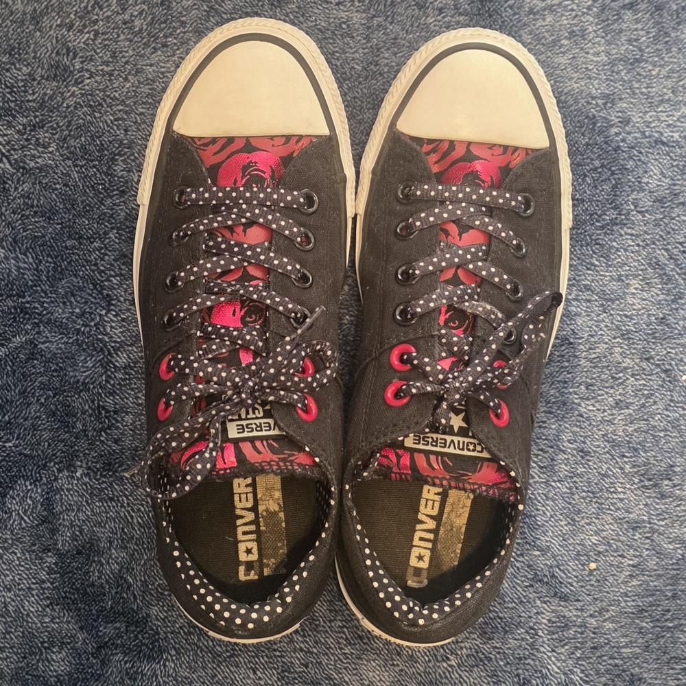 Converse Black and Red Canvas Sneakers - Picture 4 of 8